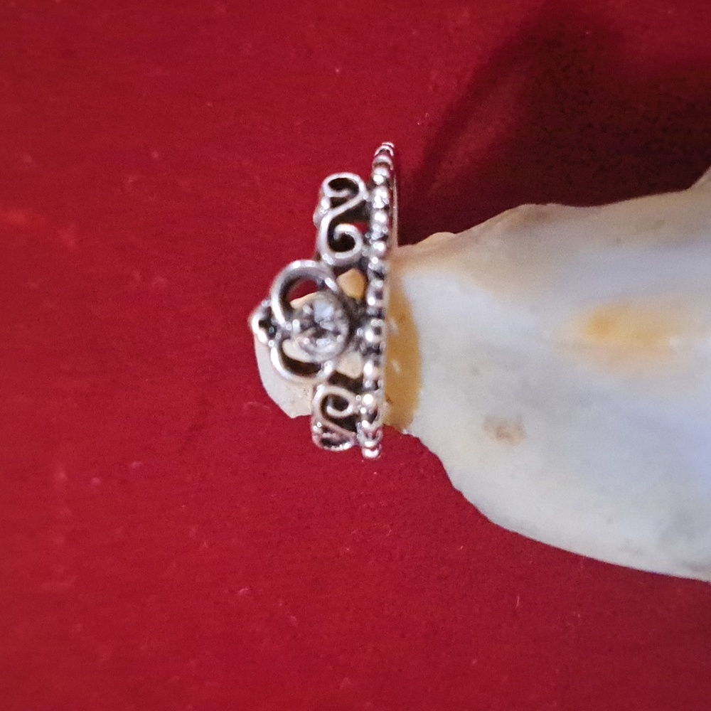 Princess Heart Tiara Crown Silver Ring